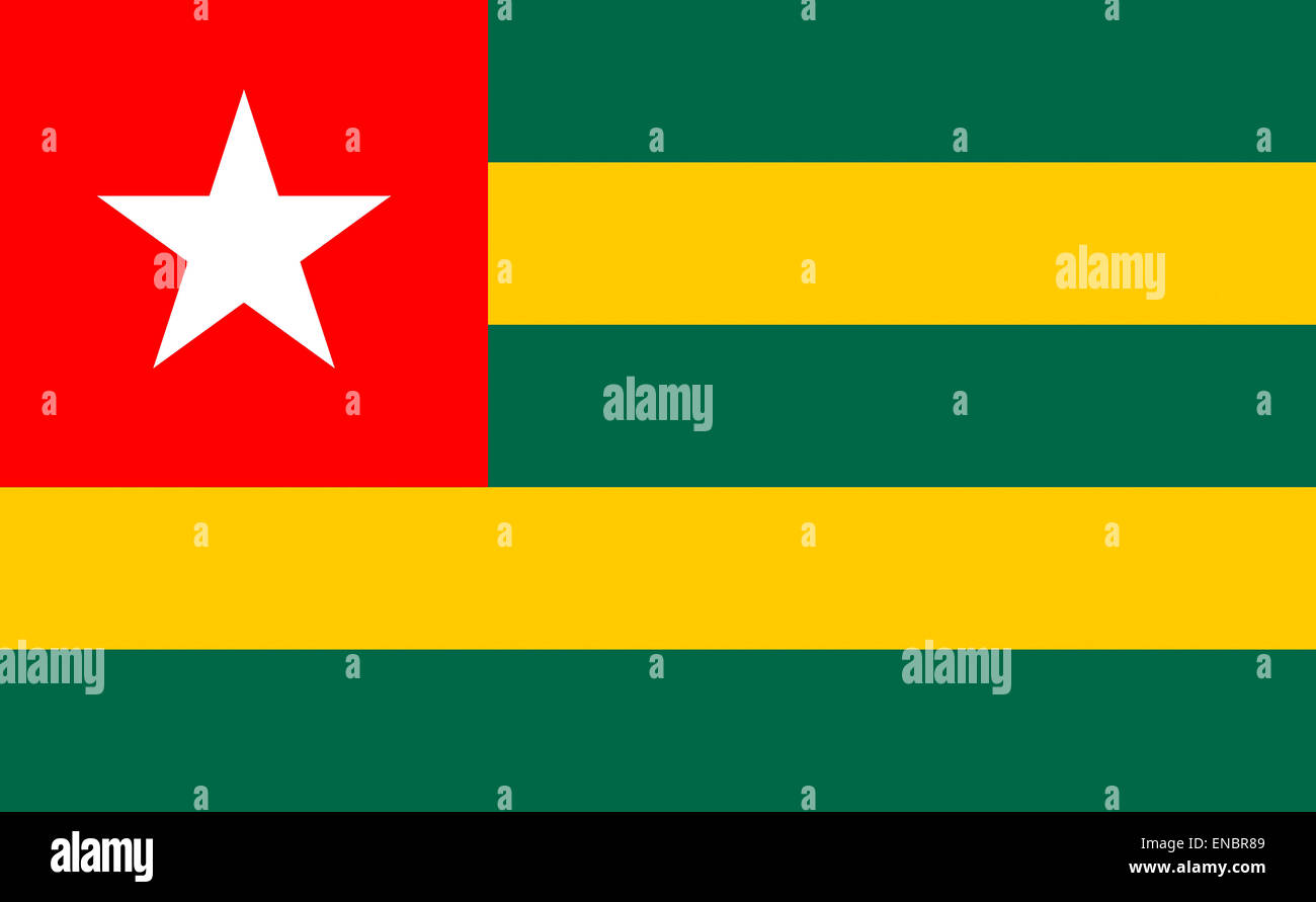 Flagge der Republik Togo. Stockfoto