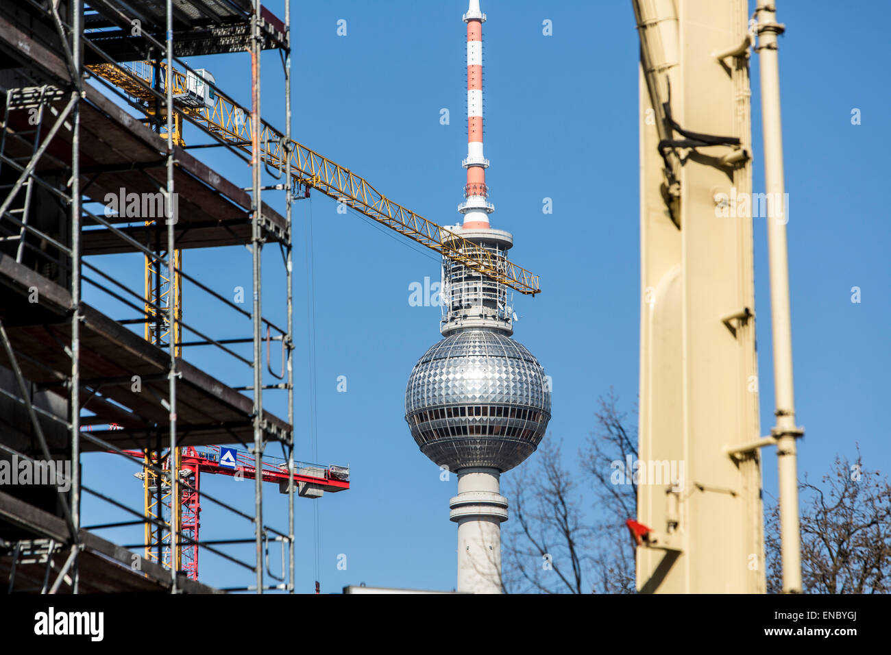 Fernsehturm, Berlin, Baukran Stockfoto