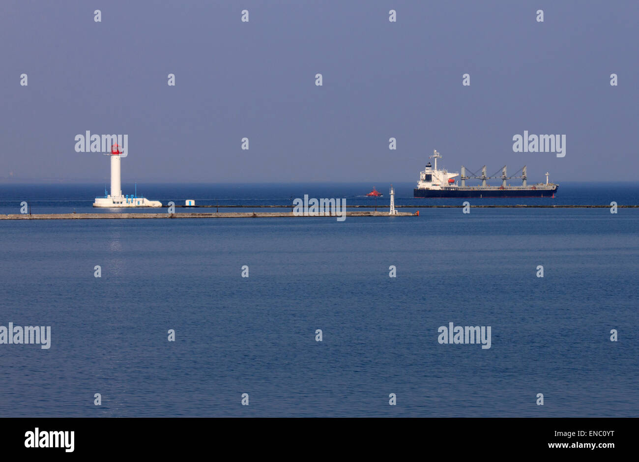 Blick auf Leuchtturm im Hafen von Odessa Stockfoto
