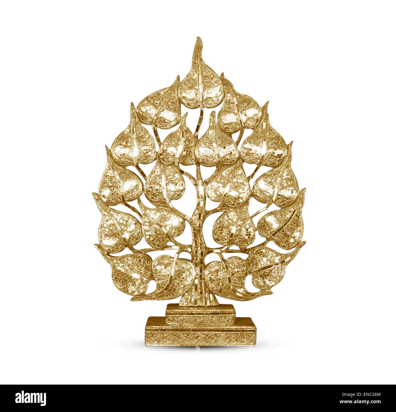 Buddhistischen Skulptur golden Baum hergestellt aus Stuck. Stockfoto