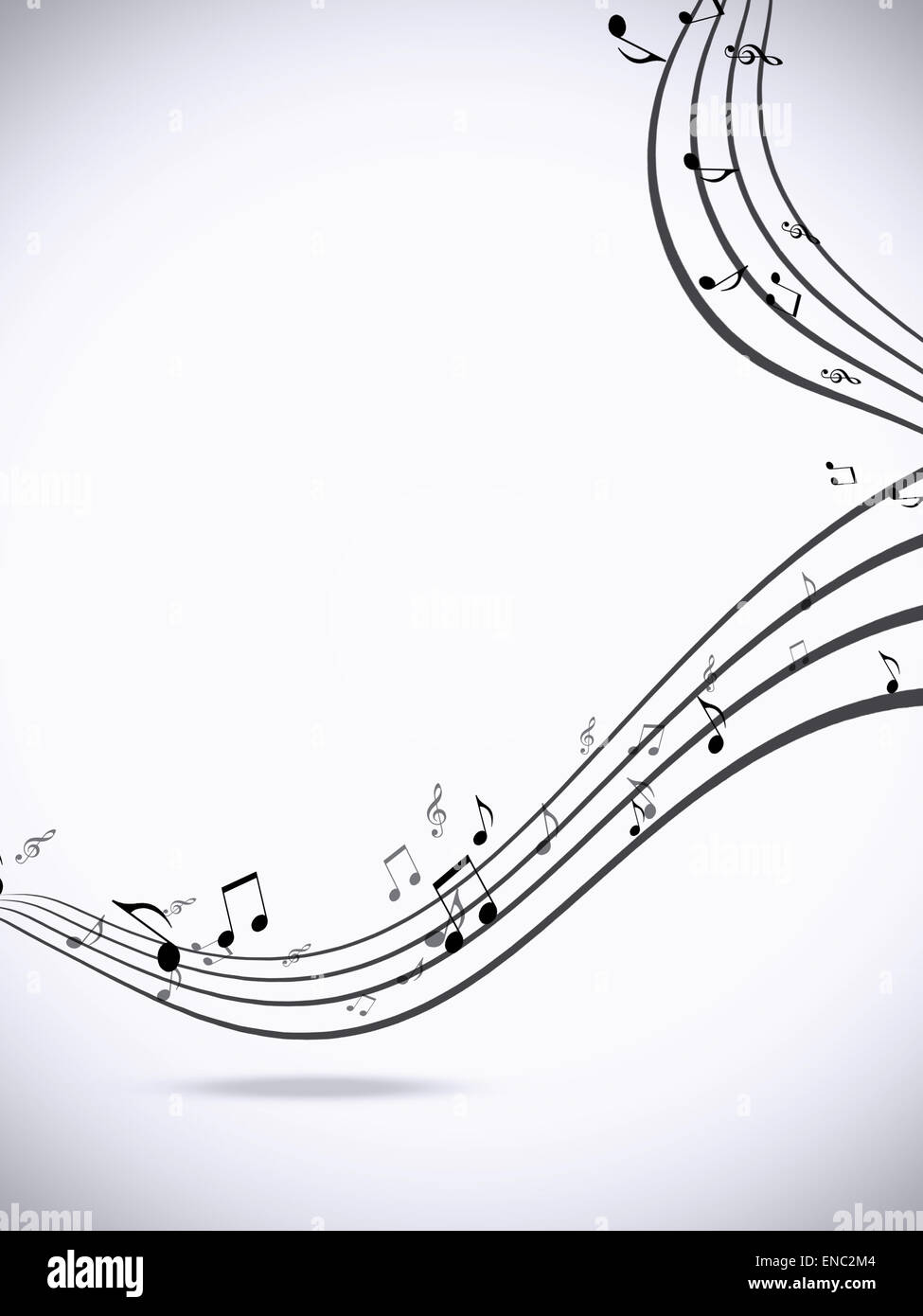 abstrakte Musik nimmt minimalen schwarzen und weißen Hintergrund Stockfoto