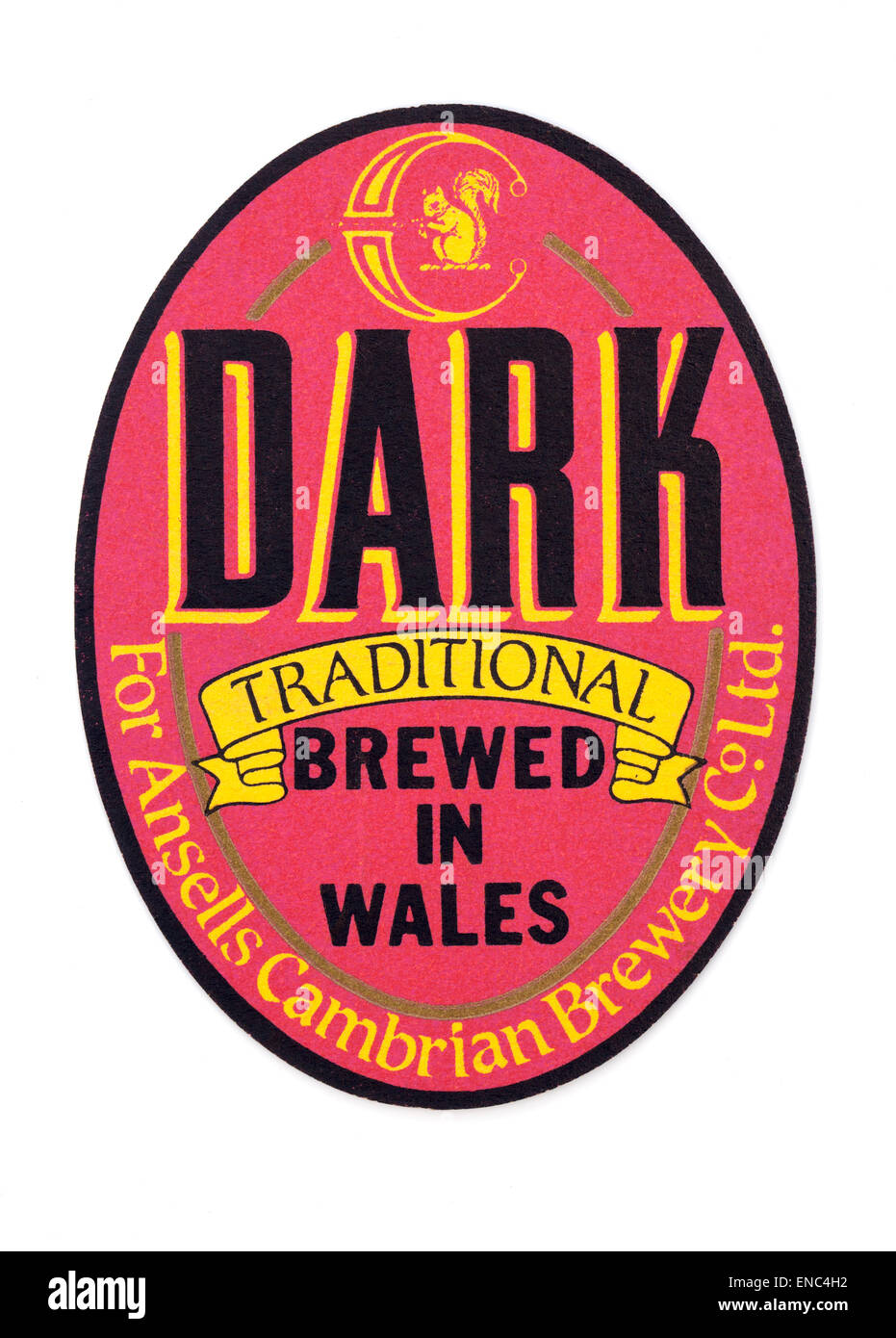 Vintahe Welsh Bierdeckel Werbung dunkles Bier für Ansells Cambrian Brewery Stockfoto