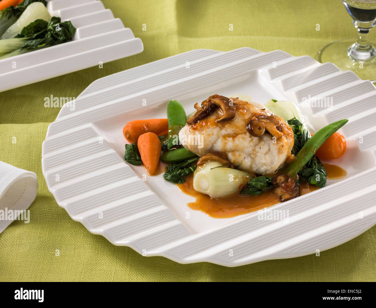 Fisch-Sauce Beurre blanc Stockfoto