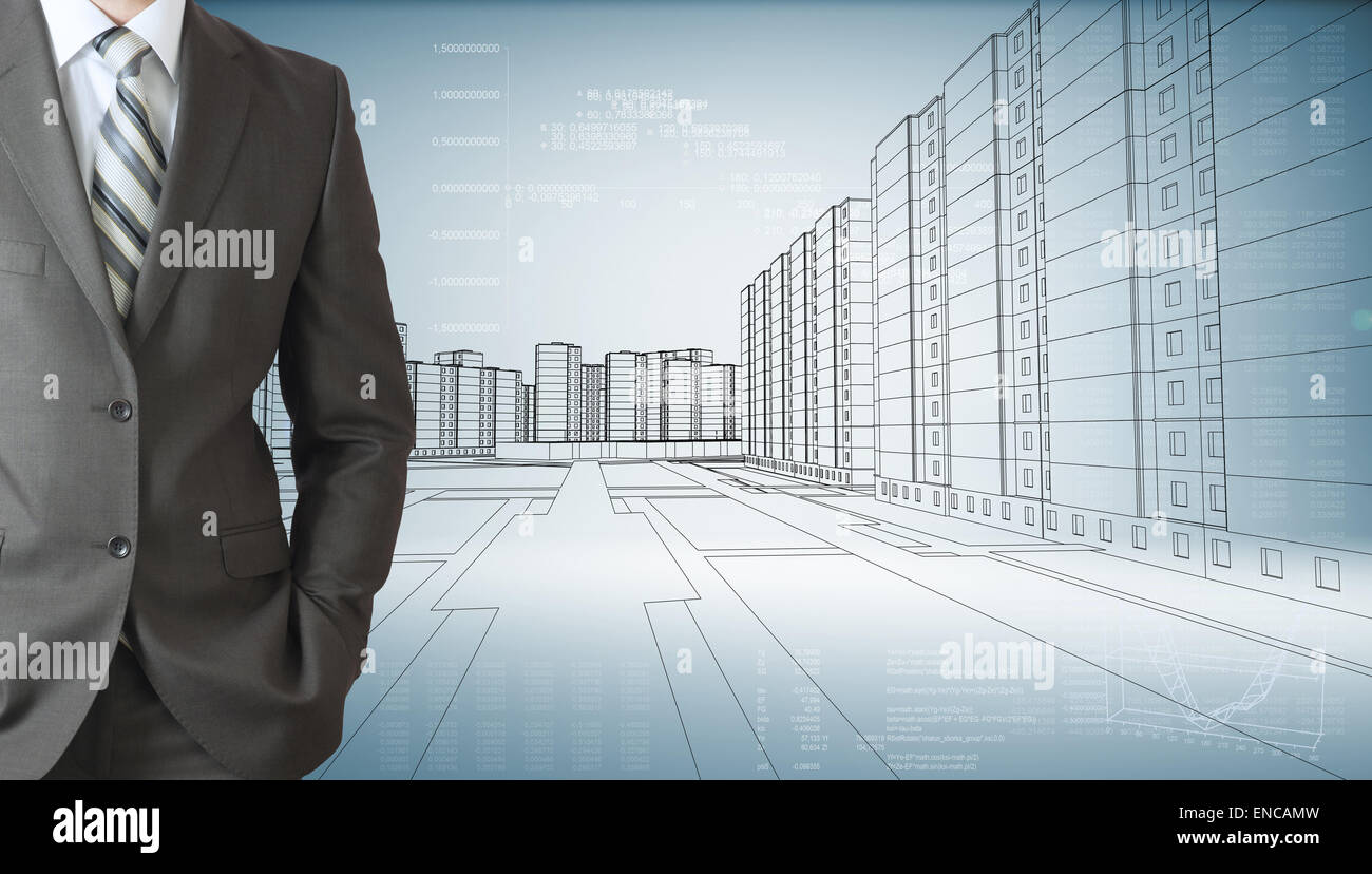 Unternehmer mit seiner Hand in der Tasche Stockfoto