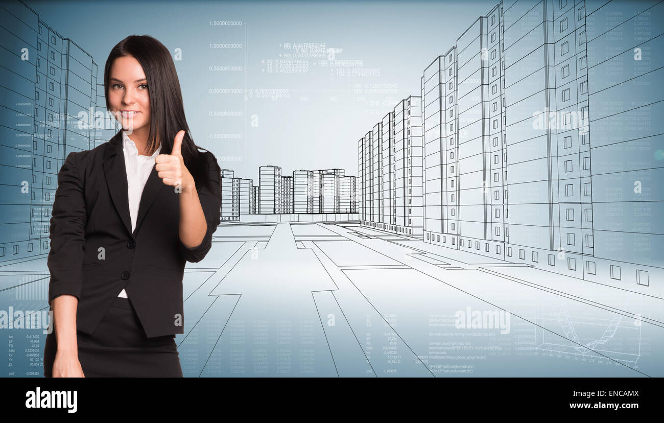 Geschäftsfrau Anzeichen okay Stockfoto