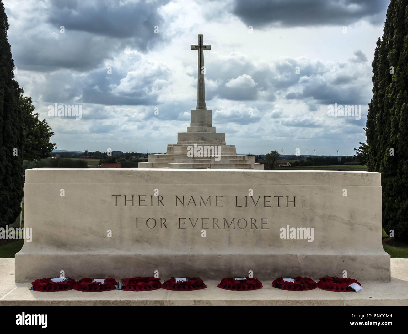 Denkmal auf dem Tyne Cot WW1 Friedhof in Flandern Belgien Stockfoto