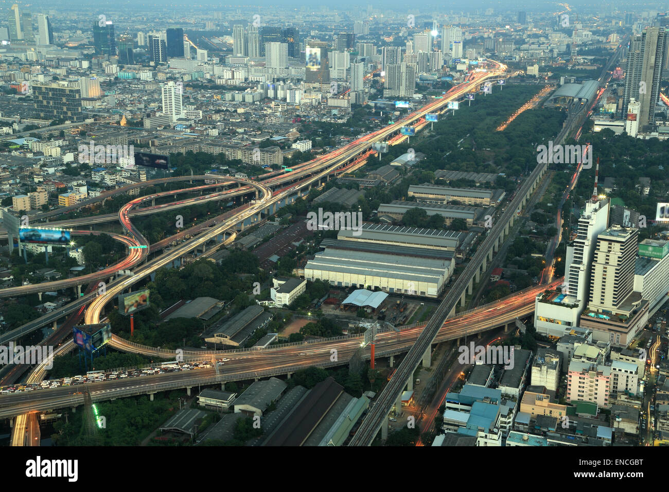 Bangkok-Schnellstraße und Autobahn Draufsicht, Thailand Stockfoto