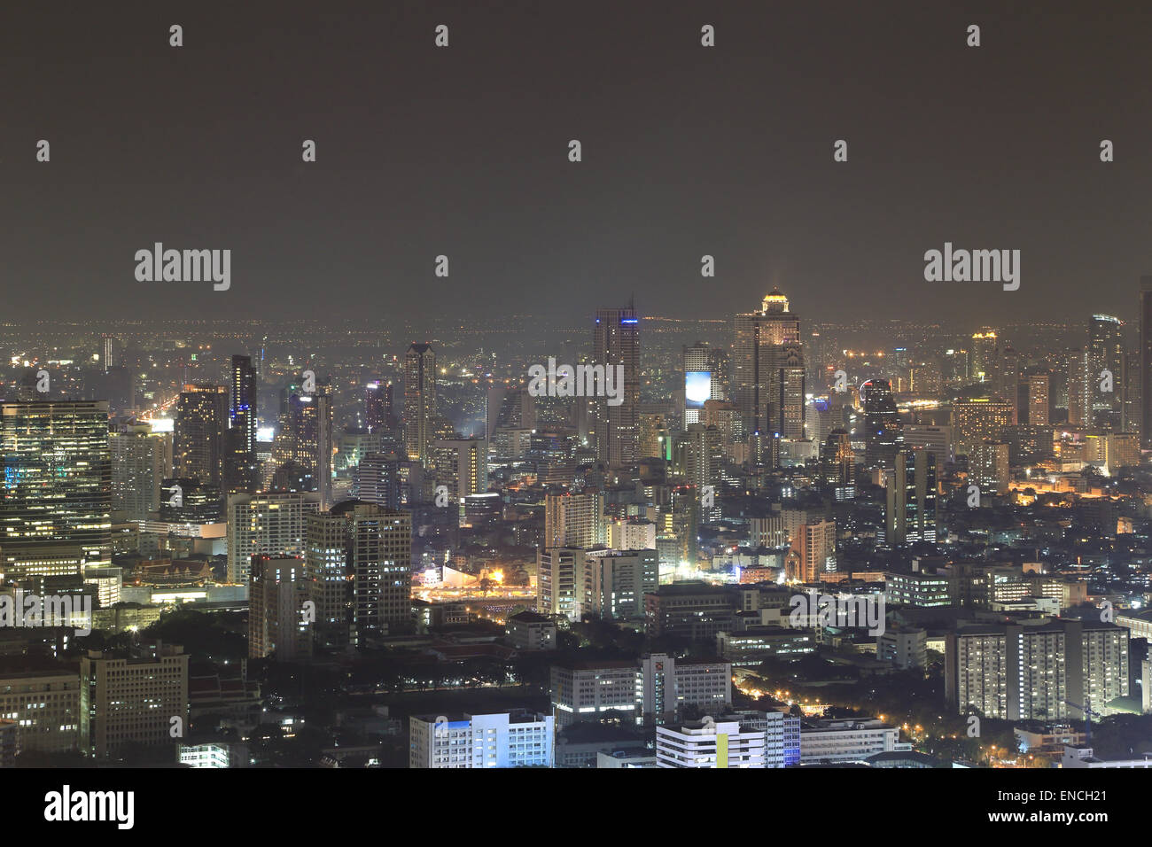 Bangkok Stadt Draufsicht in der Nacht, Thailand Stockfoto