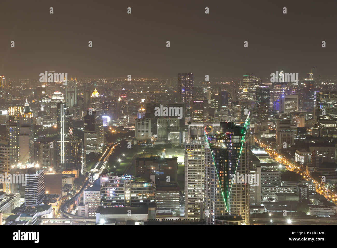 Bangkok Stadt Draufsicht in der Nacht, Thailand Stockfoto
