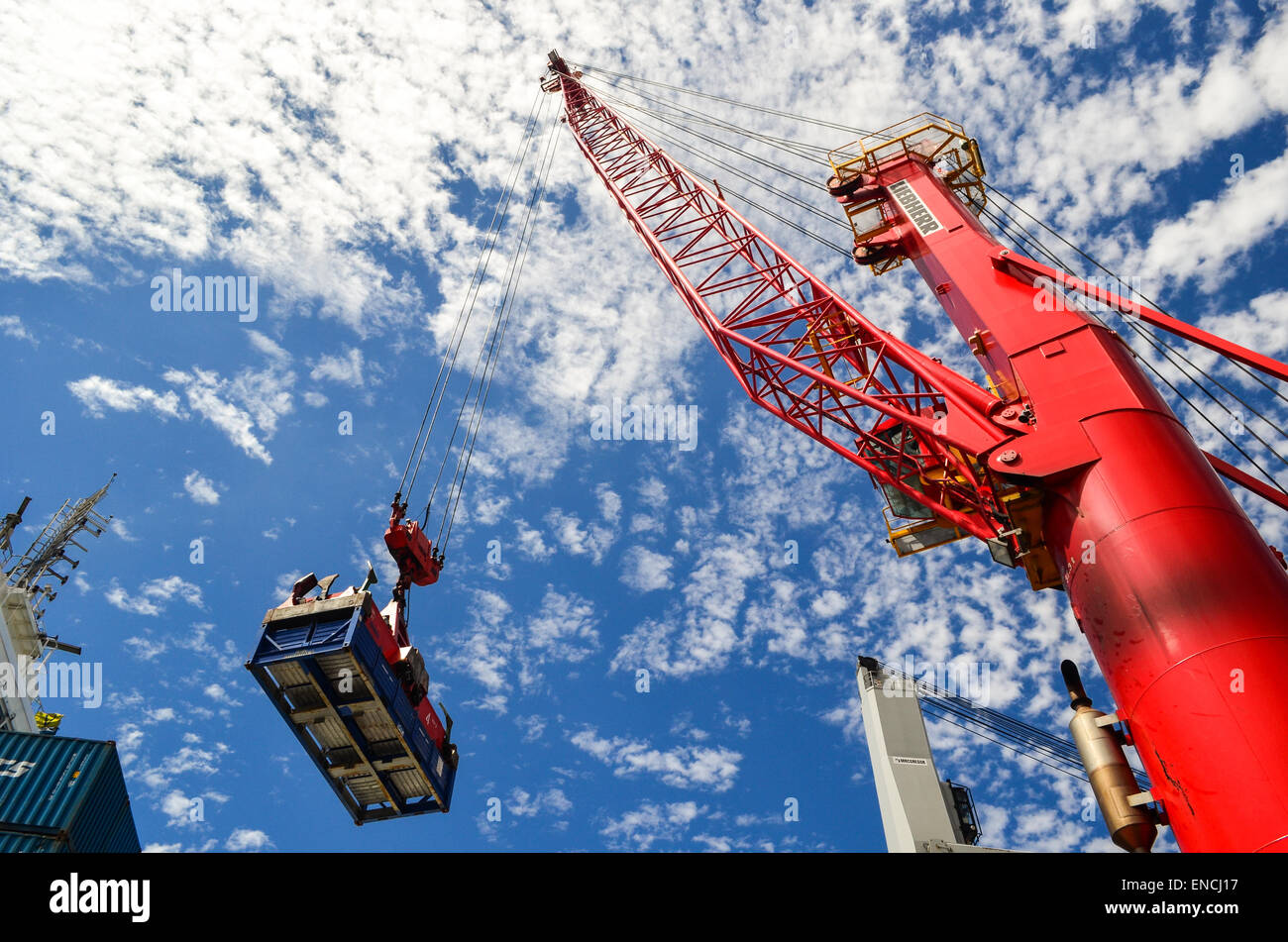 Transnet-Kran Verladung von Containern im Hafen von Kapstadt, Südafrika Stockfoto