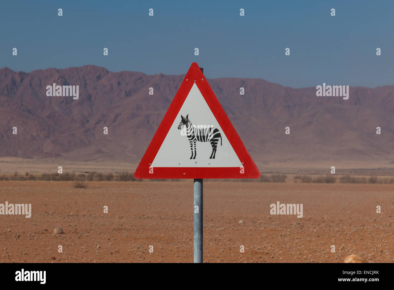 Roadsign Warnung für Zebrastreifen die Straße in Afrika. Stockfoto