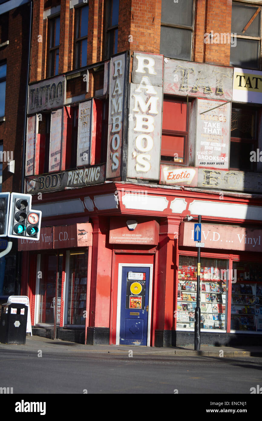 Rambo-Tattoo-Studio im Northern Quarter Shudehill manchester Stockfoto