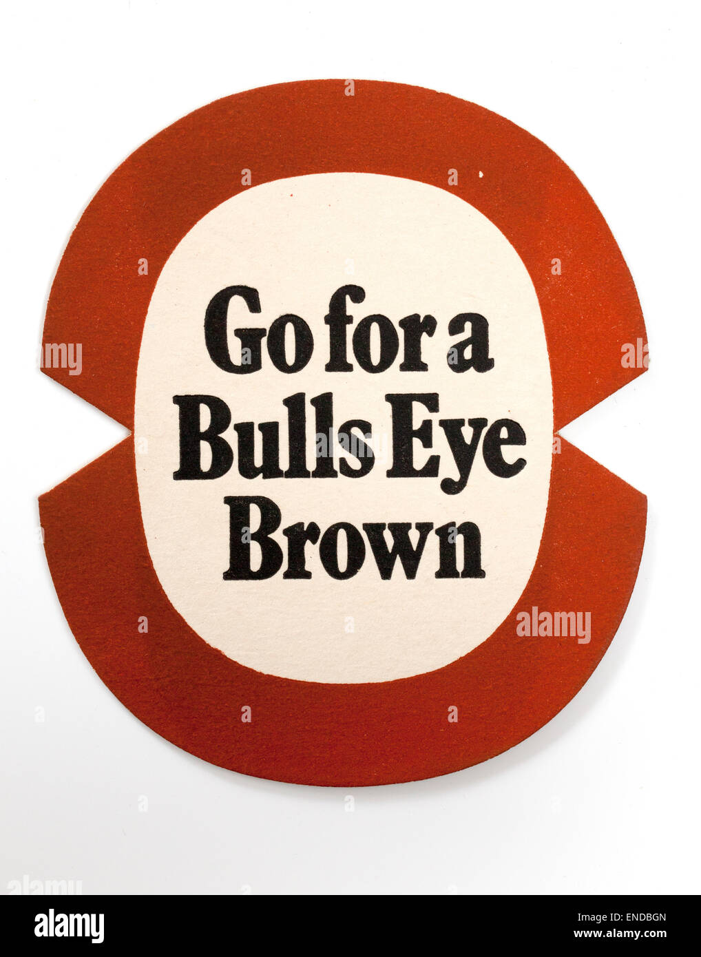 Vintage britische Bierdeckel Werbung Bulls Eye Brown Ale Stockfoto