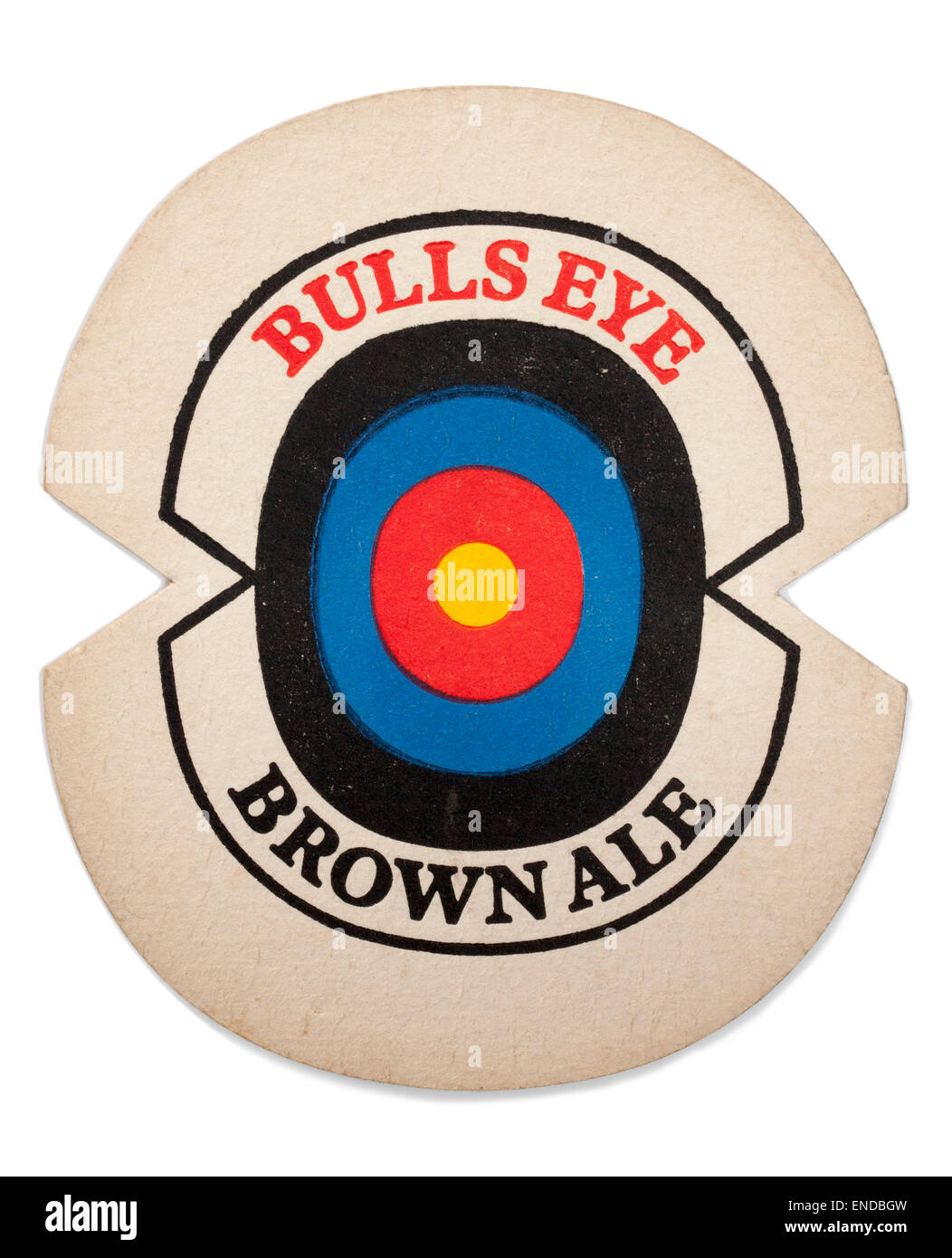 Vintage britische Bierdeckel Werbung Bulls Eye Brown Ale Stockfoto