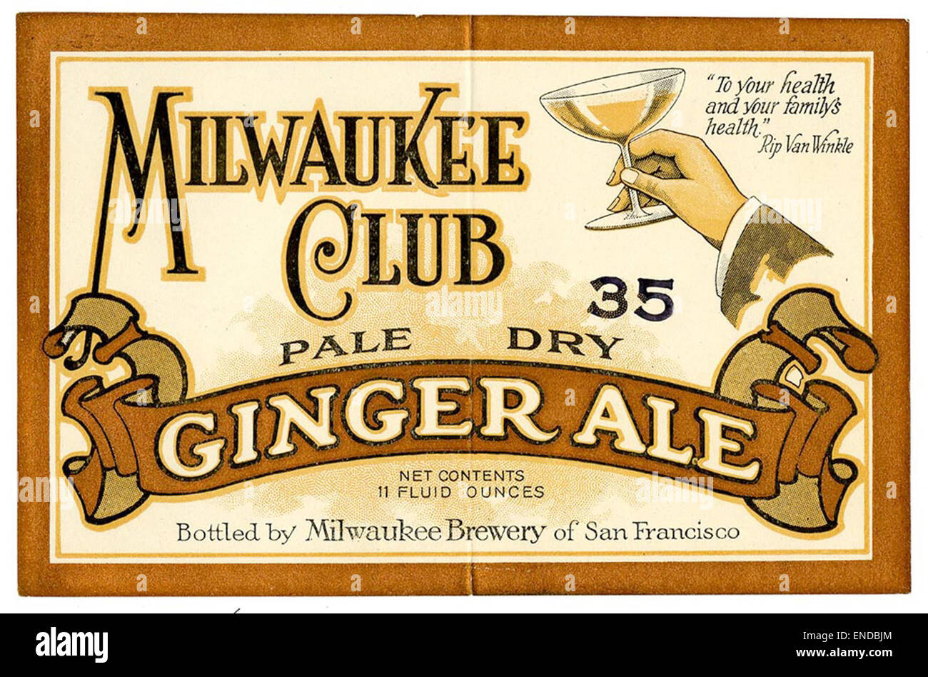 Ginger Ale Label, Milwaukee Club, Lehmann Druck- und Lithographing Co. Stockfoto