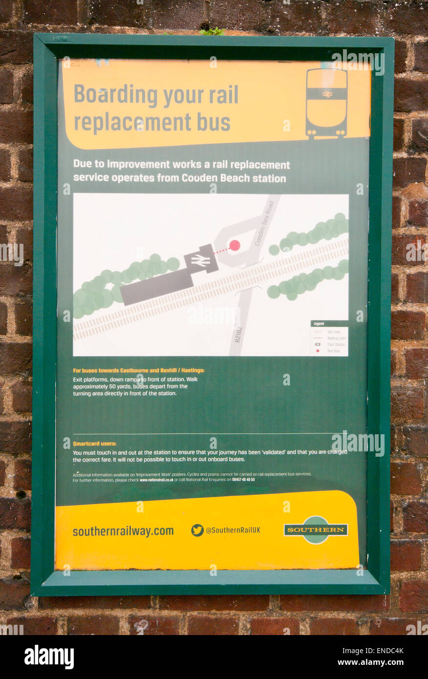 Bahnhof Zug Eisenbahn Ersatz Bus Service Poster UK Stockfoto