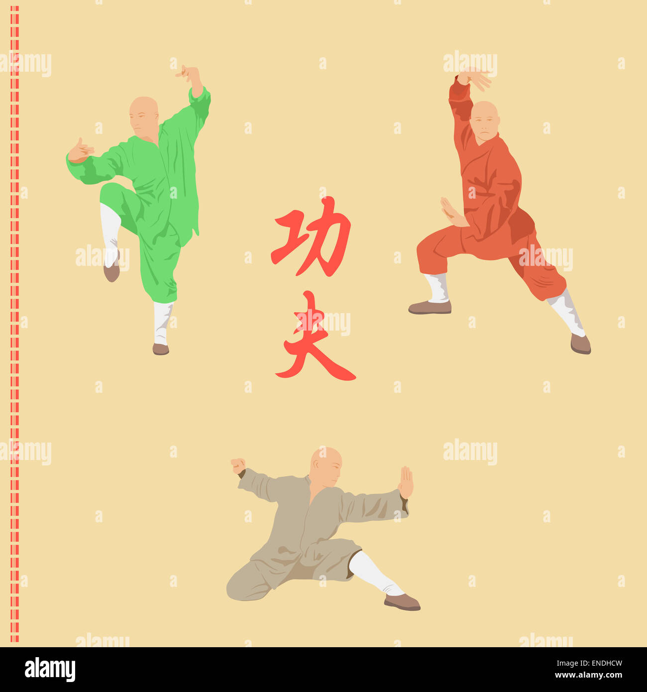 Die Gruppe von Männern engagiert sich im Kung Fu. Stockfoto