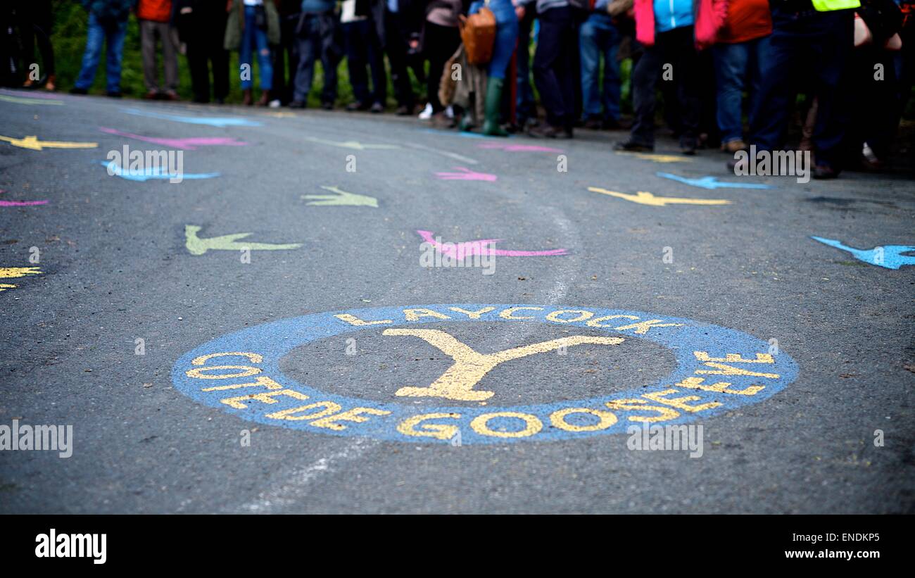 Street-Art in Gooseeye während der 2015 Tour de Yorkshire Stockfoto