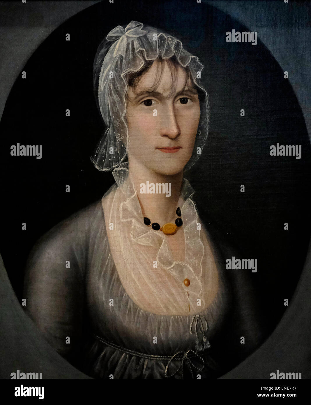 Porträt der Frau Barbara Baker Murphy (Ehefrau von Kapitän zur See) über 1810 Joshua Johnson Stockfoto