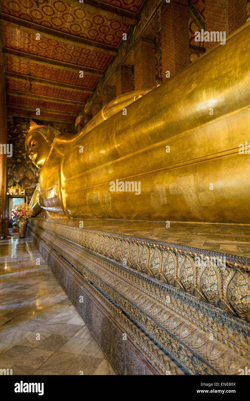 Reclinging Buddha Wat Pho buddhistische Tempel, Bangkok, Thailand, Asien Stockfoto