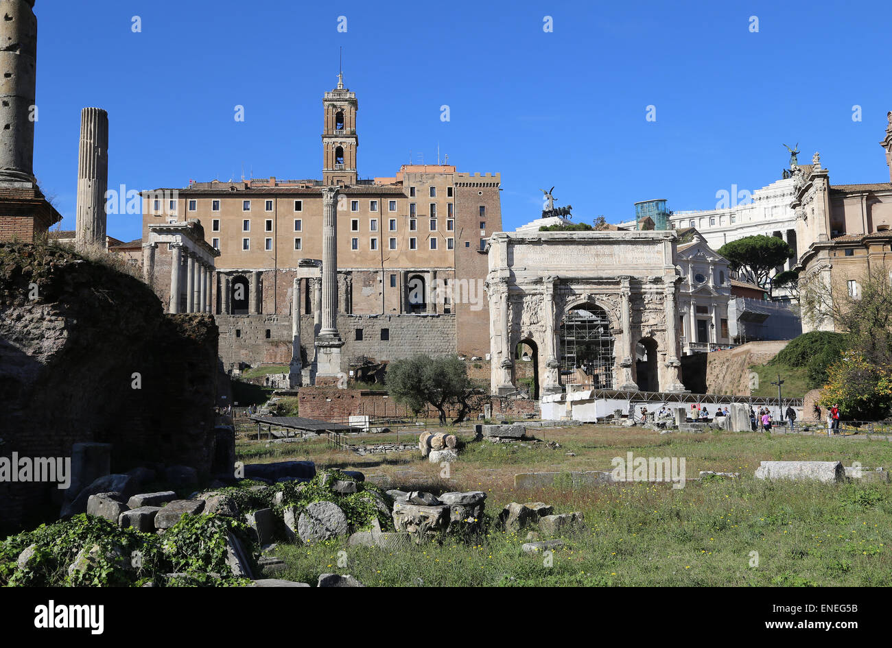 Italien. Rom. Das Forum Romanum. Ansicht. Stockfoto