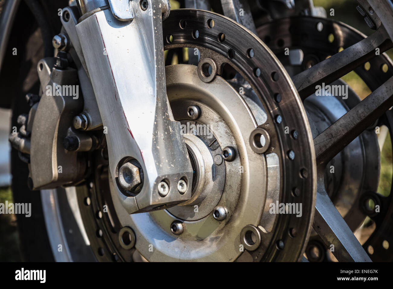 Sport Fahrrad oder Motorrad Bremse Disk closeup Stockfoto