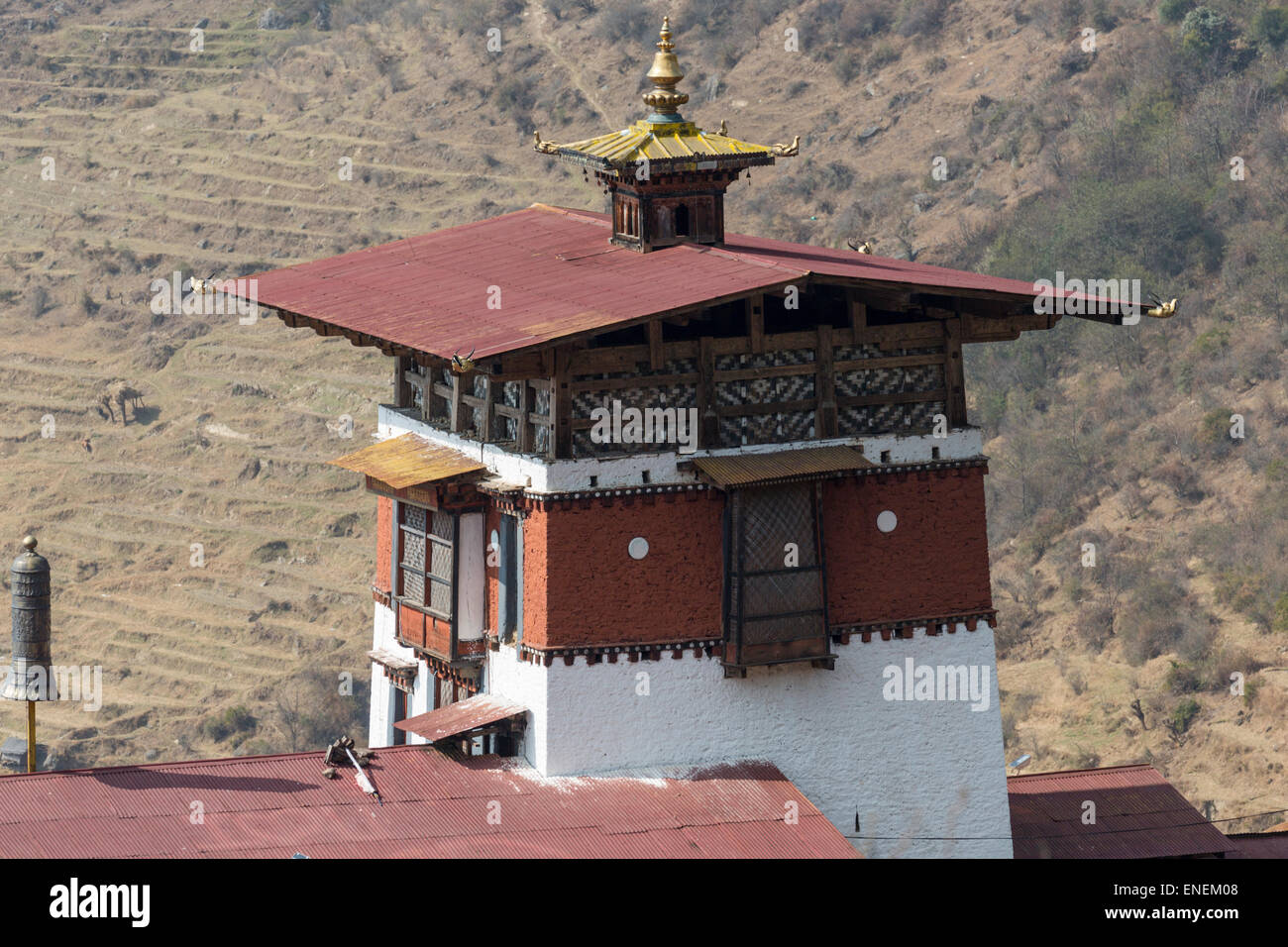 Lange Sicht von Trongsa Dzong, Trongsa, zentrale Bhutan, Asien Stockfoto