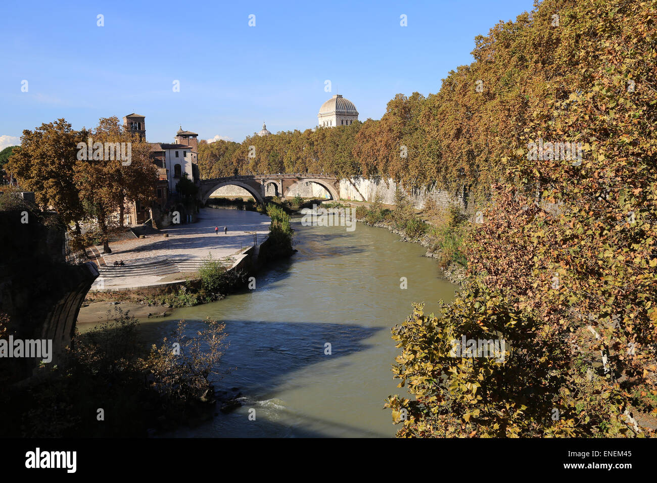 Italien. Rom. Ansicht der Tiberinsel. Stockfoto