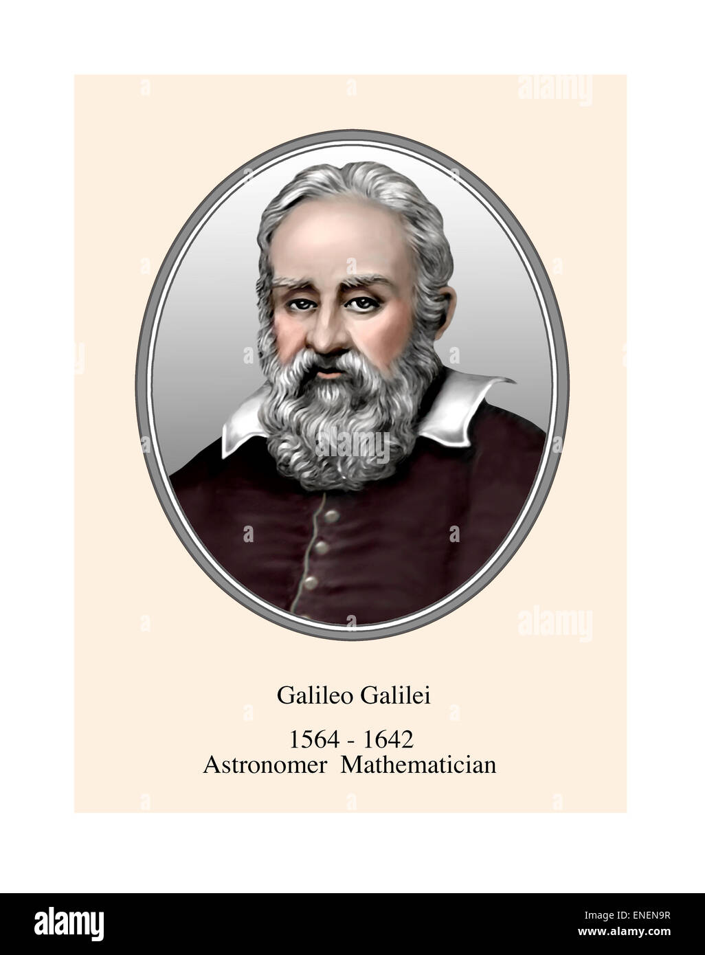 Galileo Galilei Porträt moderner Illustration Stockfoto