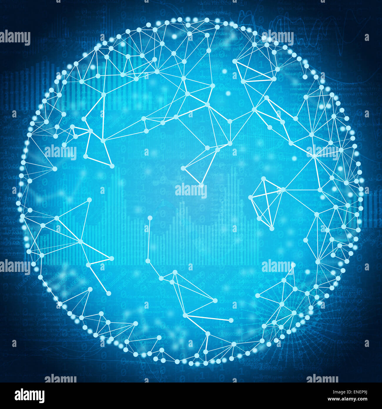 Abstrakter blauer Hintergrund mit angeschlossenen Punkte Stockfoto