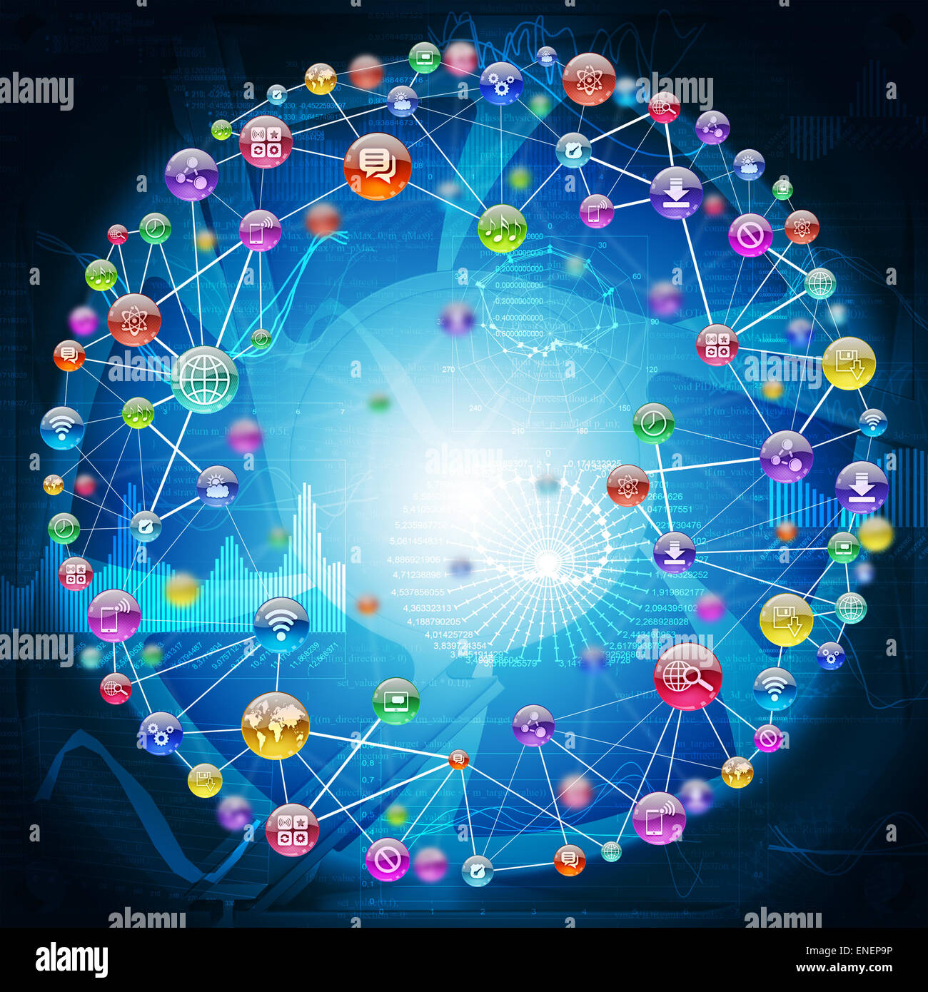 Bunte abstrakte Hintergrund mit grafischen Diagrammen Stockfoto