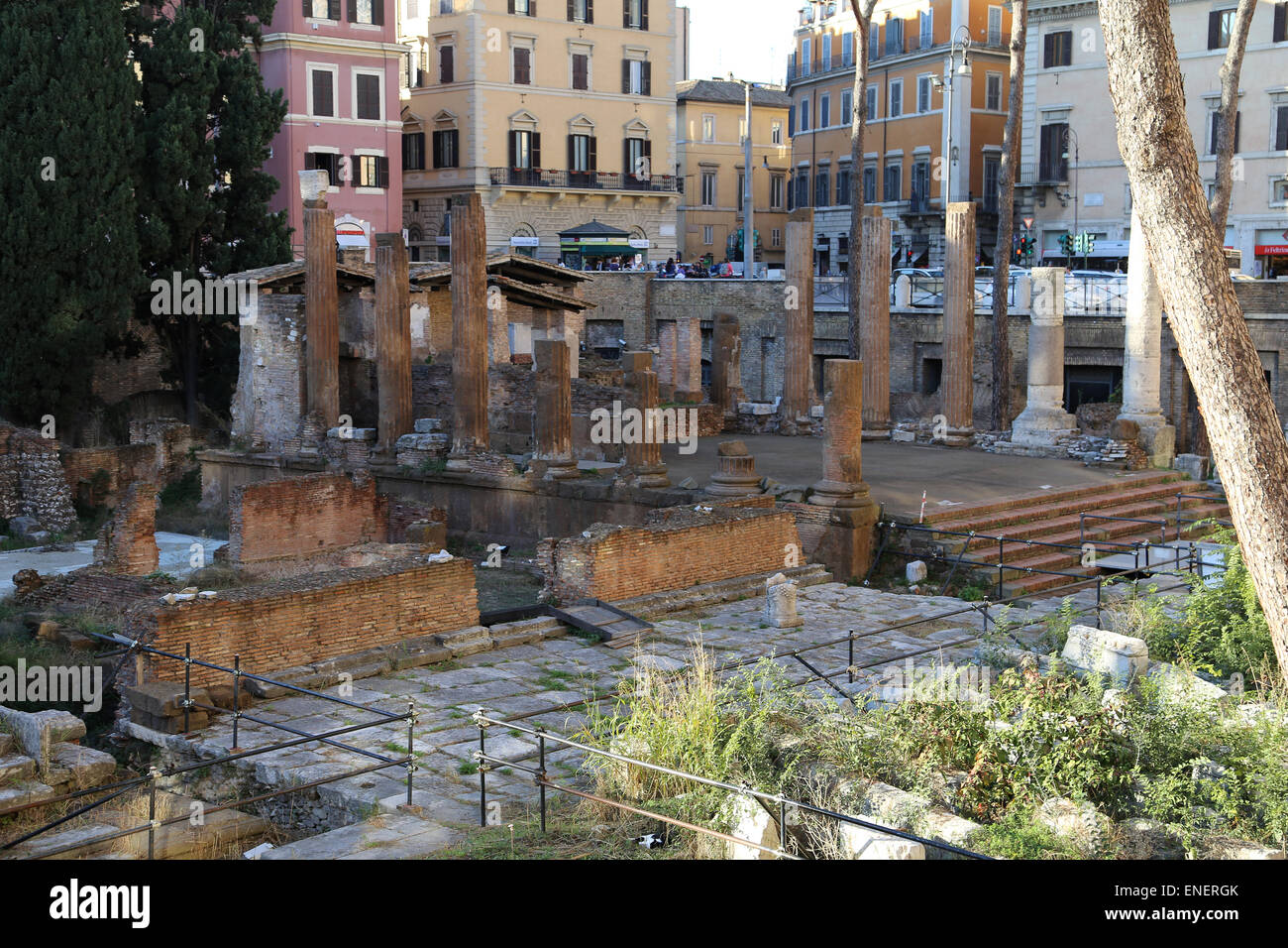 Italien. Rom. Den Heiligen Bereich des Largo di Torre Argentina. Ruinen der republikanischen römischen Tempel. Alten Campus Martius. Stockfoto