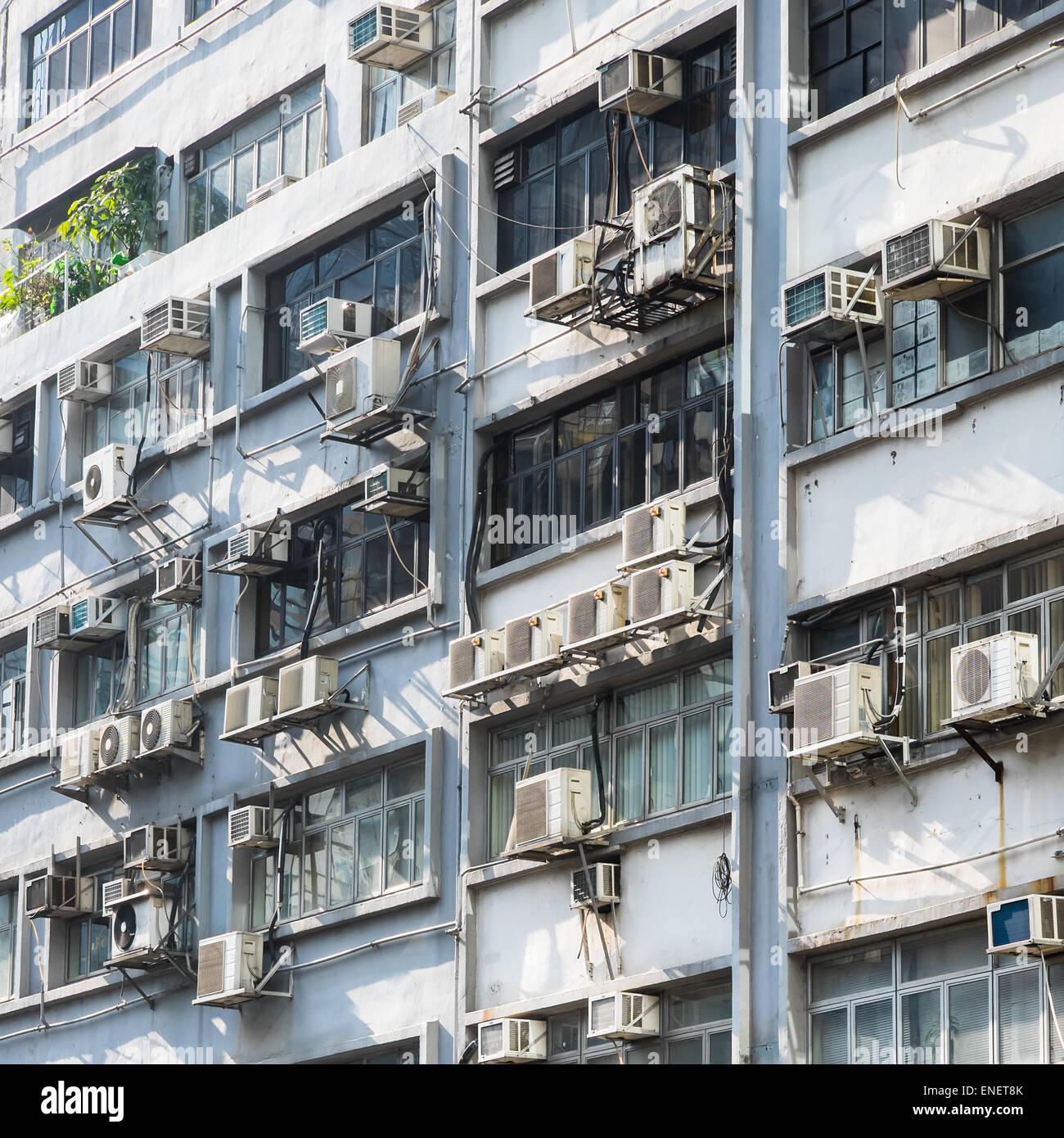 Abstrakte Stadt Hintergrund. Mehrfamilienhaus in Hong Kong Stockfoto