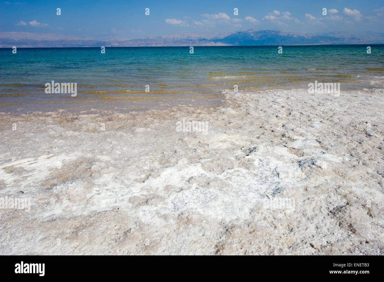 Am Strand des Toten Meeres in Israel Salz Stockfoto