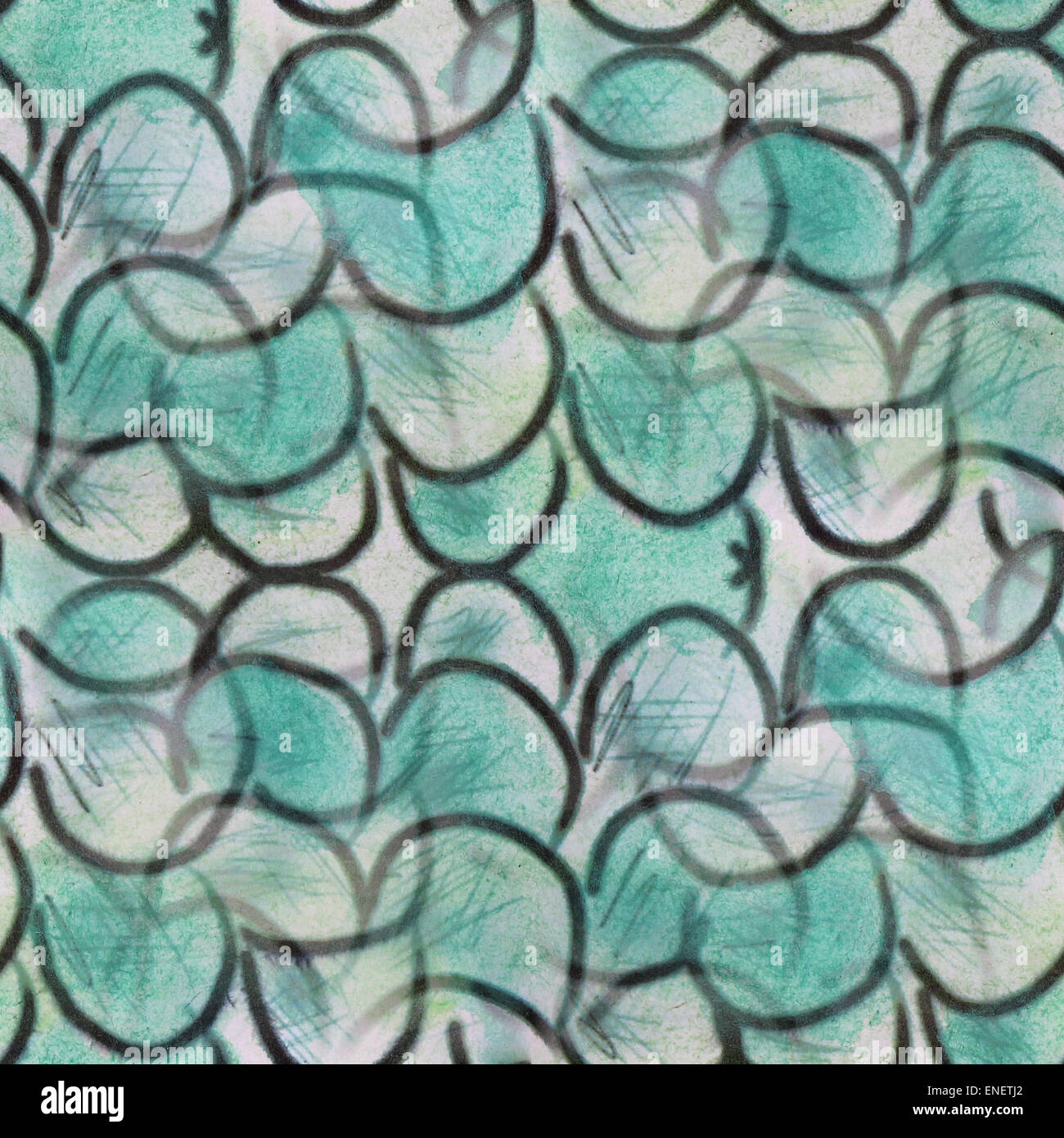 Nahtlose grüne Kreise alten Ornament Wallpaper Hintergrund Stockfoto