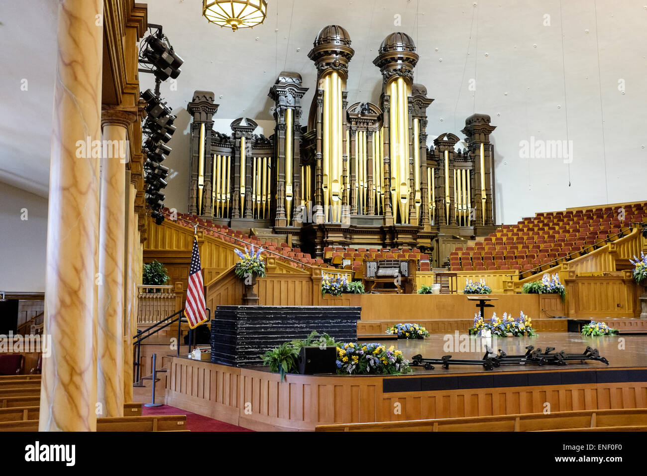 Salt Lake-Tabernakel auf dem Tempelplatz in Salt Lake City, Utah, USA Stockfoto