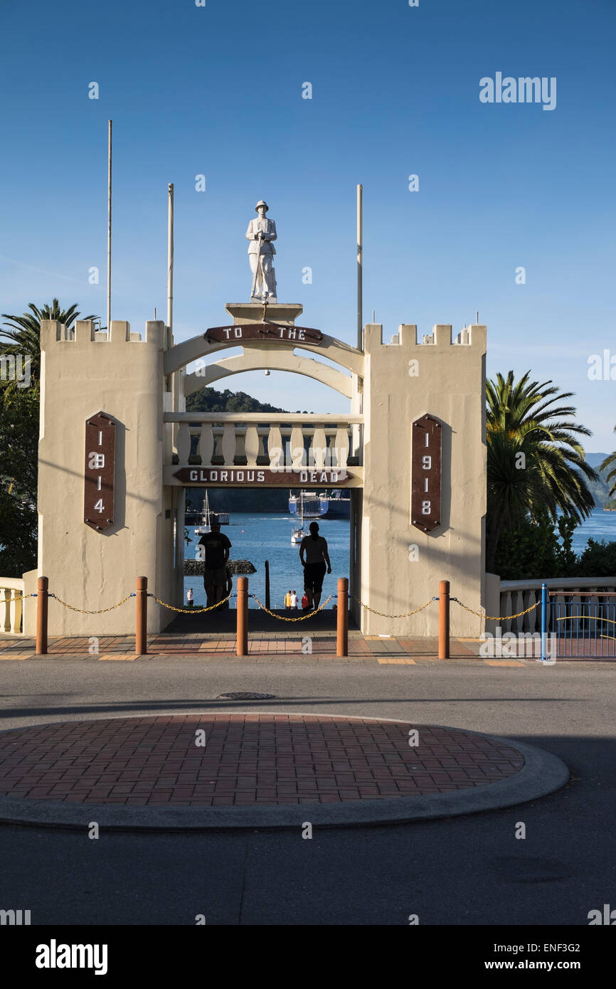Das Kriegerdenkmal in Picton, Neuseeland. Stockfoto