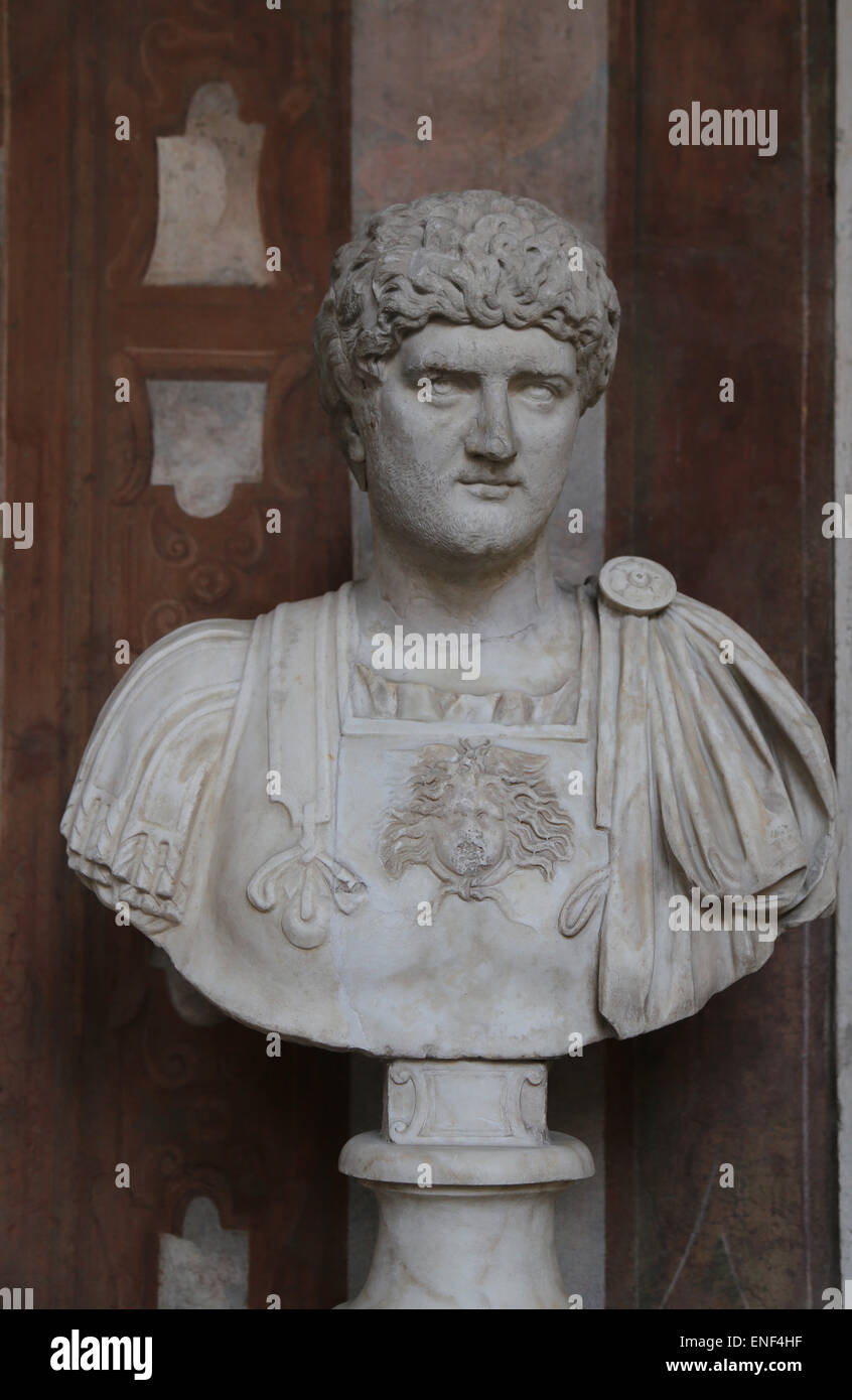 Lucius Verus (130-169 n. Chr.). Römischer Kaiser 161-169. Nerva antoninischen Dynastie. Büste. Römische Nationalmuseum. Palazzo Altemps. Rom. Stockfoto