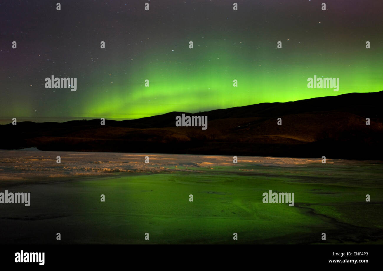 Aurora Borealis Northern Lights Saskatchewan See Stockfoto