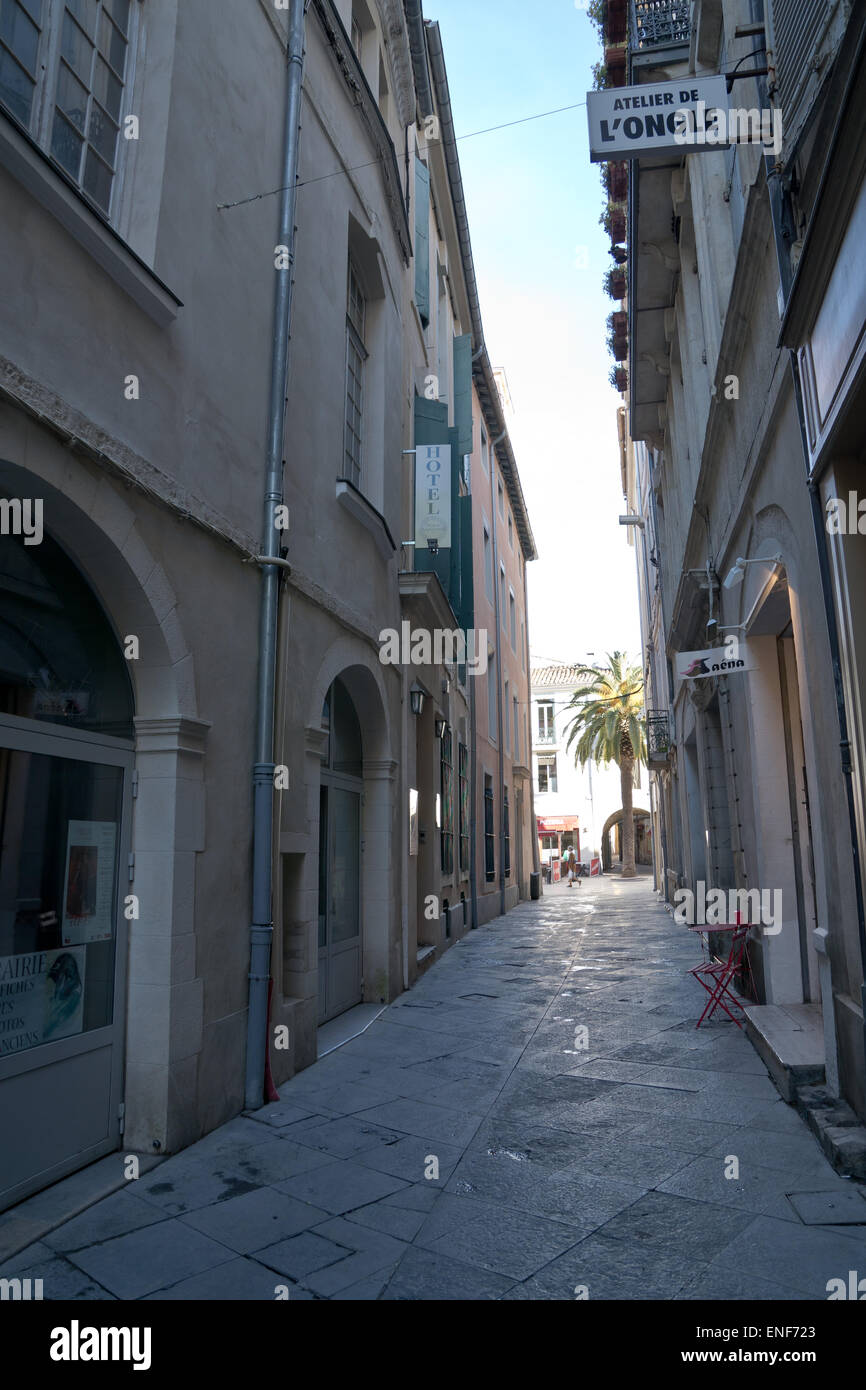 Straßen von der französischen Stadt Nimes Stockfoto