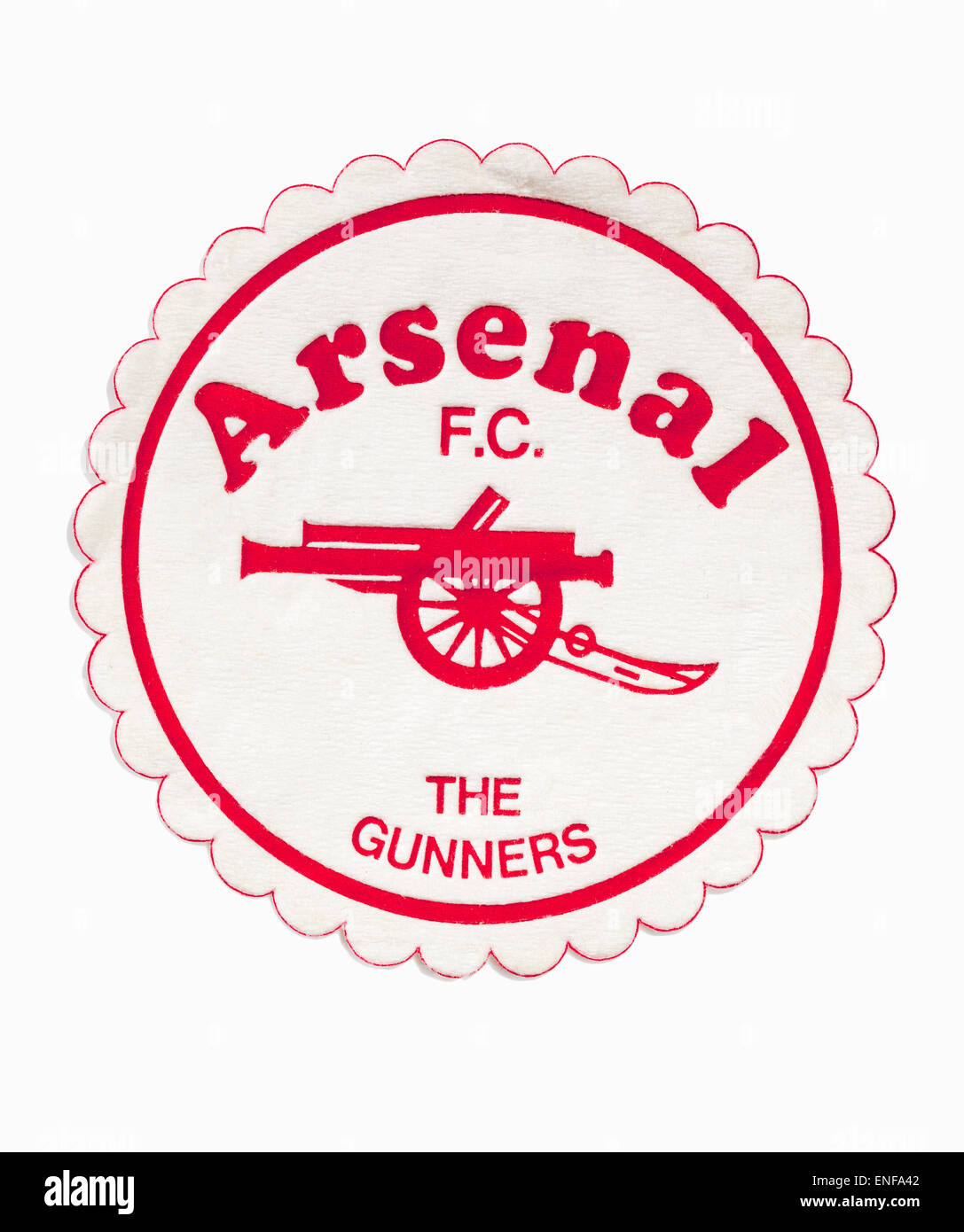 Alte oder Vintage Arsenal FC Getränke Untersetzer oder Bierdeckel Stockfoto