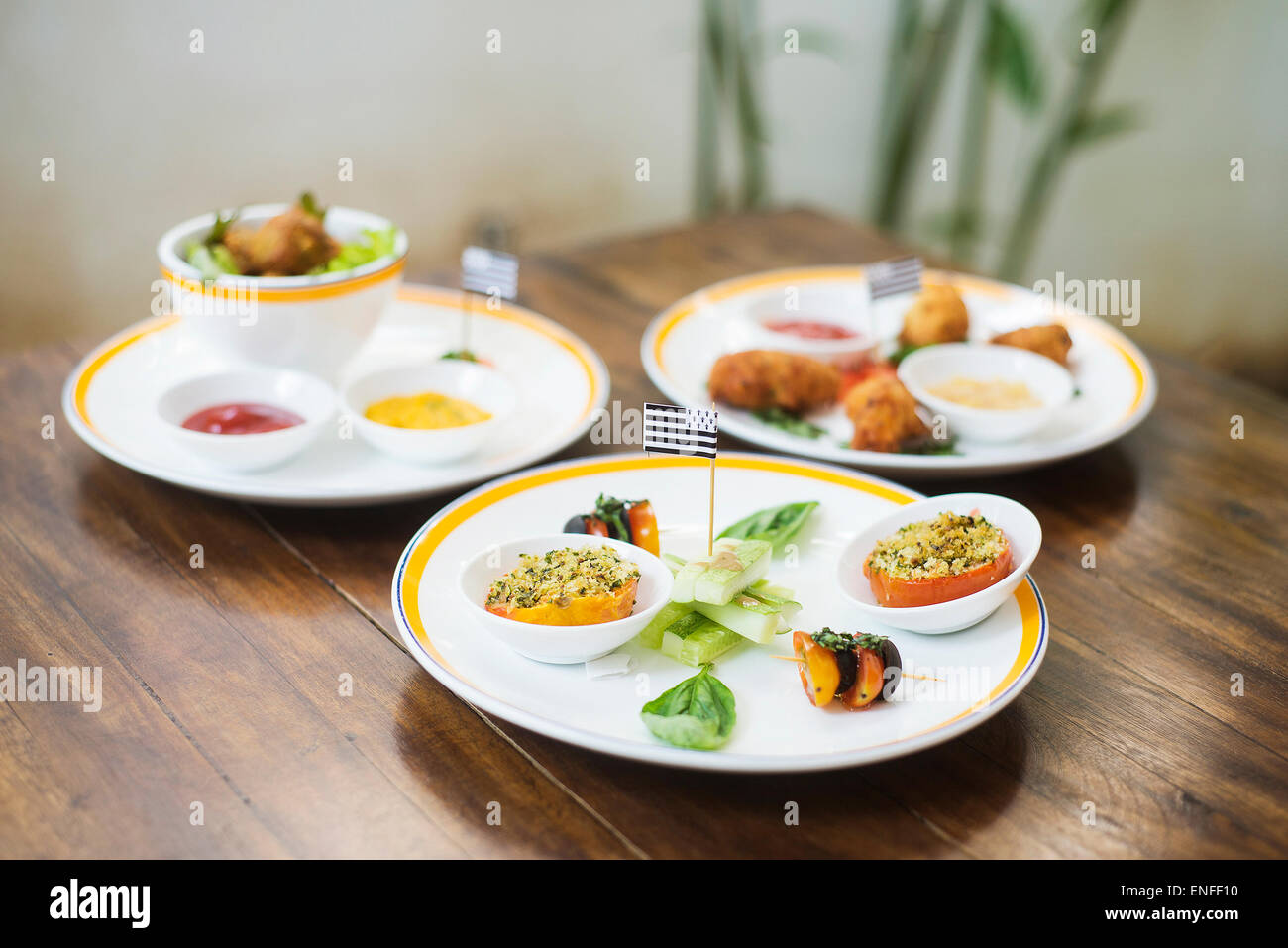 gemischte französische Bretagne Tapas-Snack-Vorspeisen-Auswahl Stockfoto