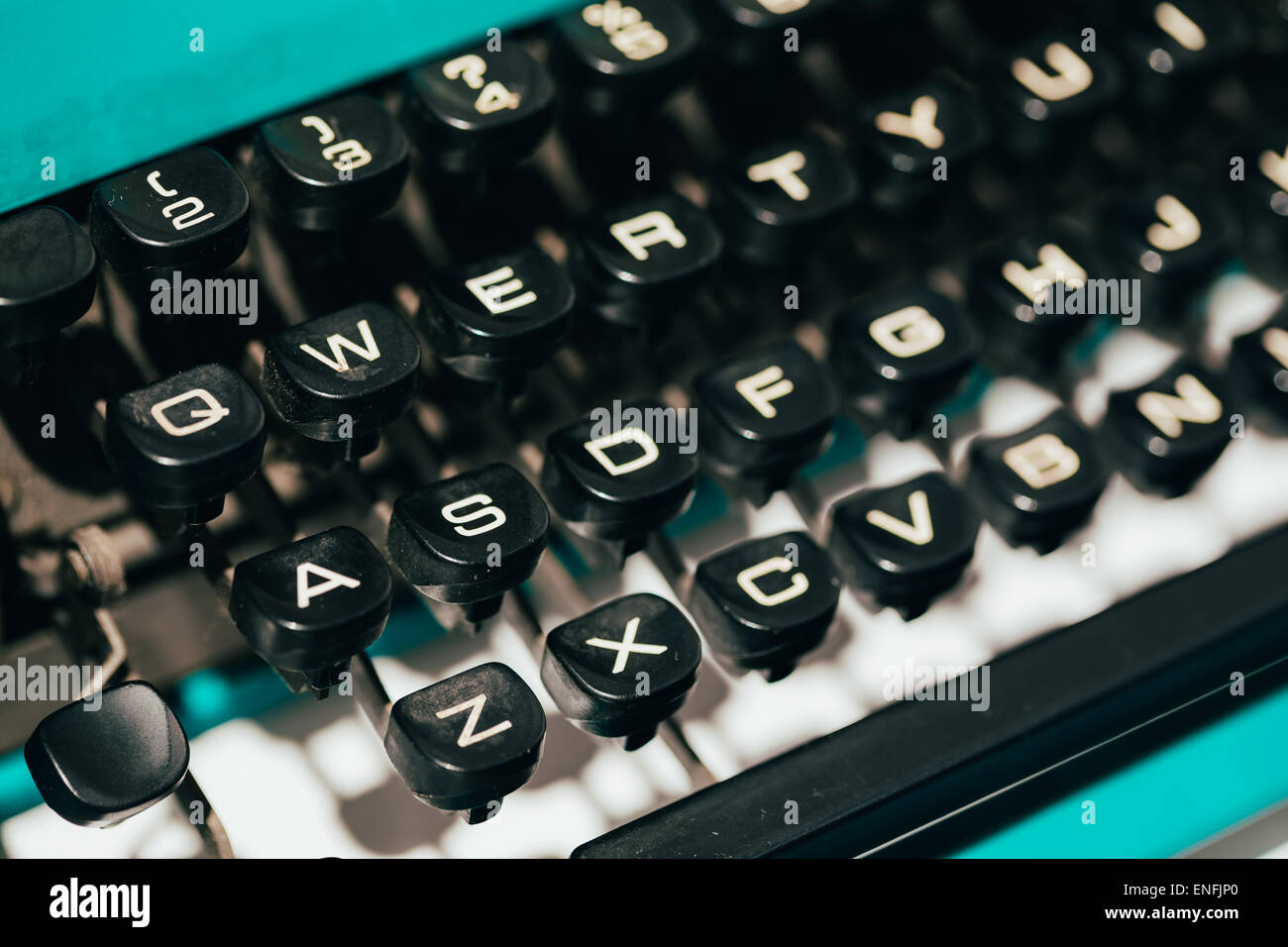 Antike Schreibmaschine Schlüssel. Alte manuelle Retro-Schlüssel, Vintage Keyboard. Stockfoto