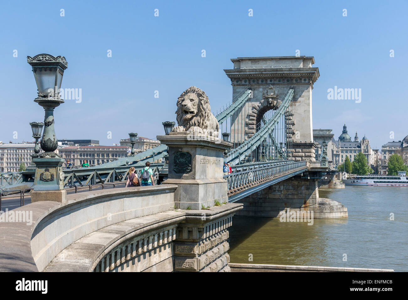 Széchenyi Kettenbrücke von Buda, Budapest, Ungarn Stockfoto
