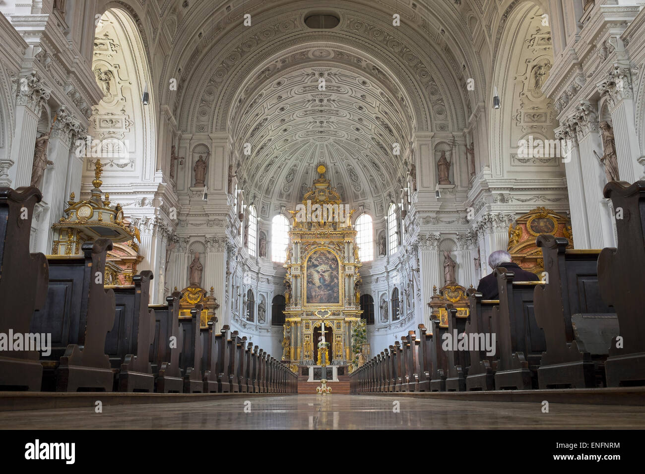 Interieur, Altar, St. Michael Jesuitenkirche, München, Upper Bavaria, Bavaria, Germany Stockfoto