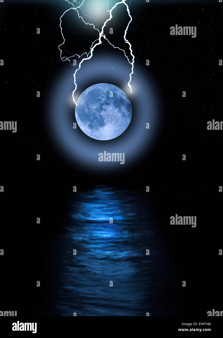 Gewitters um Planetenerde bei Nacht Stockfoto