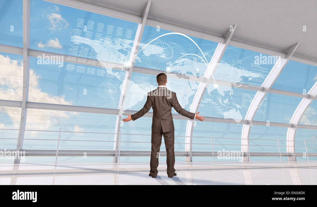 Geschäftsmann, seine Hände zu werfen Stockfoto