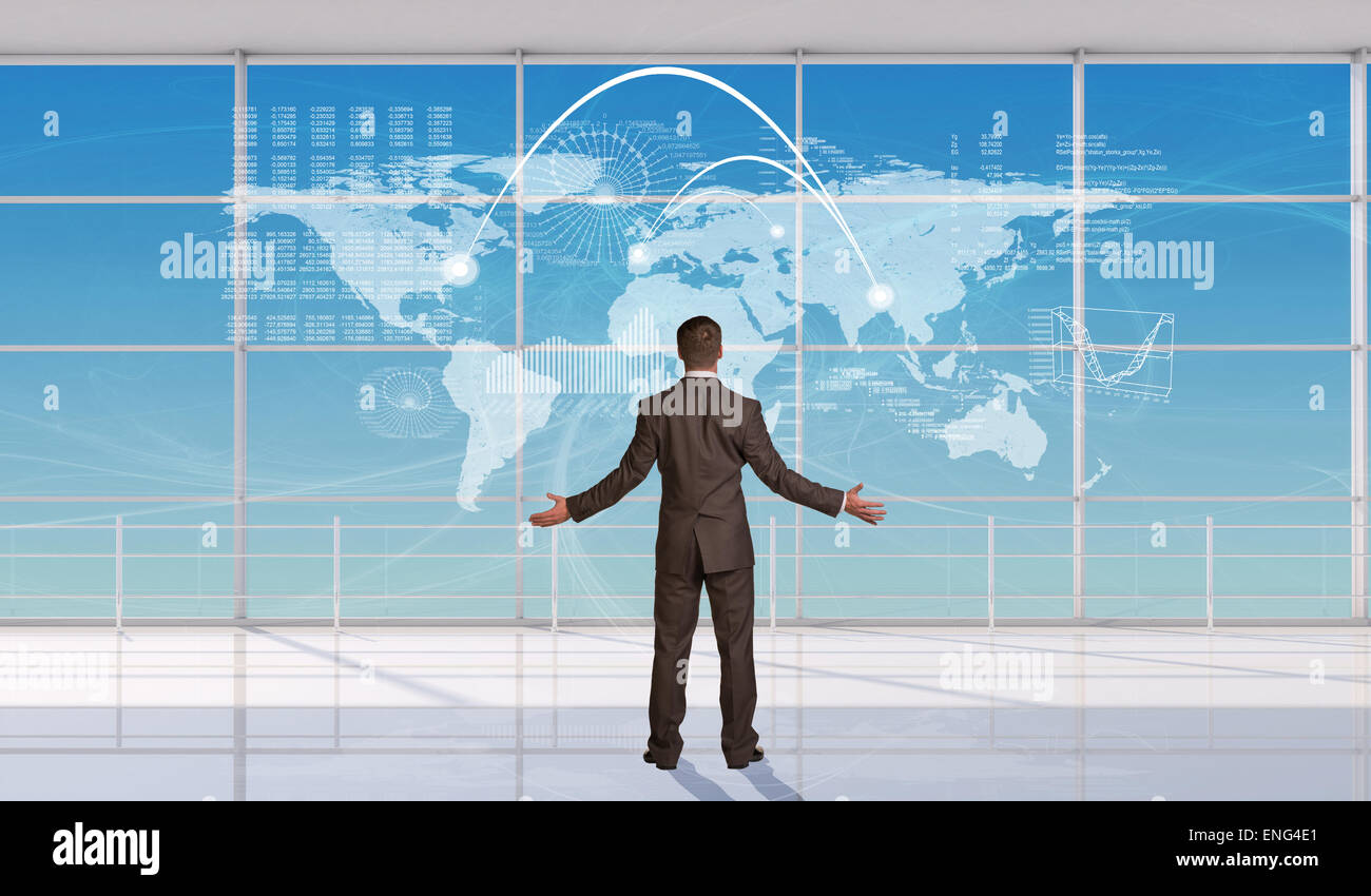 Geschäftsmann, seine Hände zu werfen Stockfoto