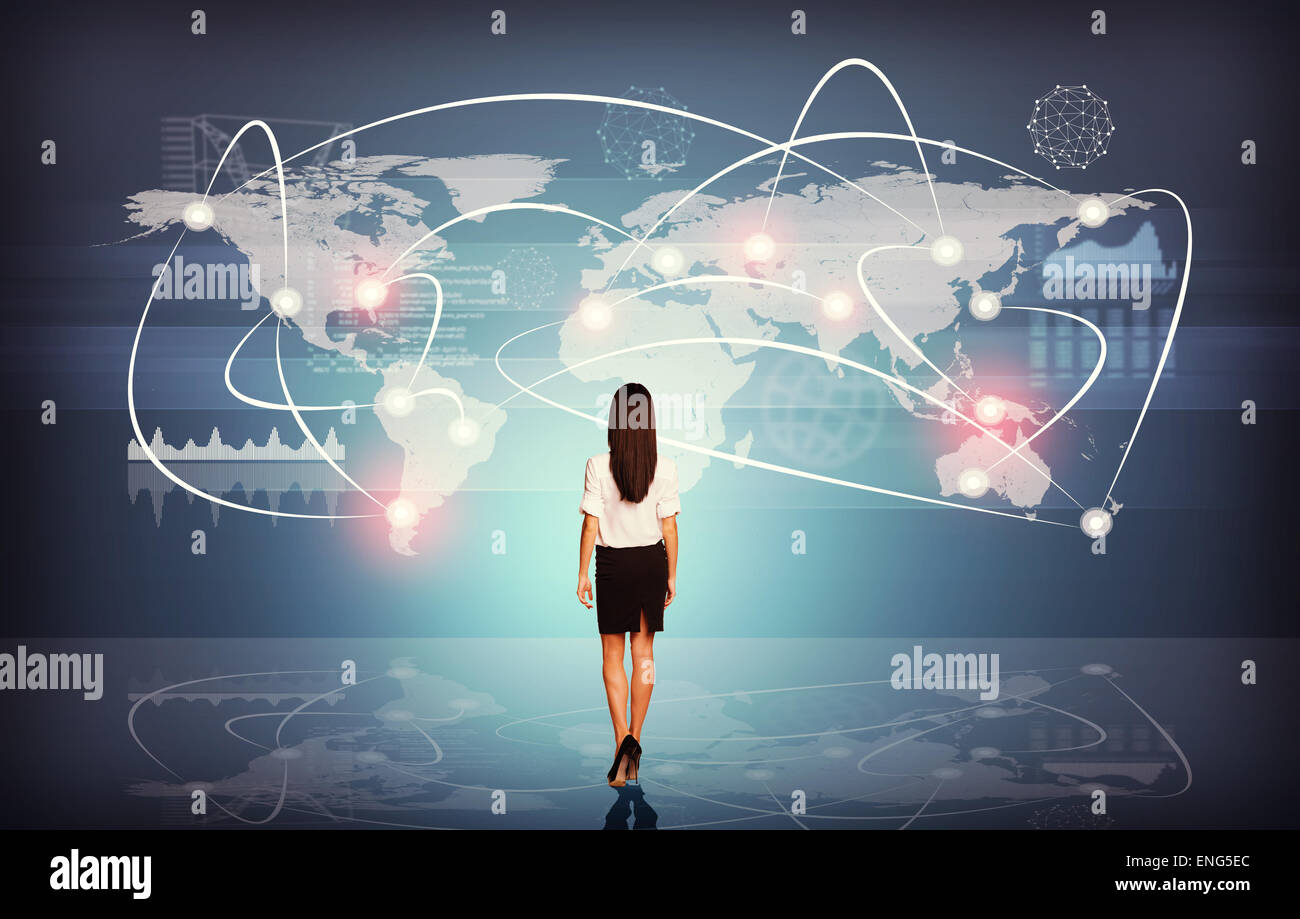 Junge Geschäftsfrau stehend zurück Stockfoto
