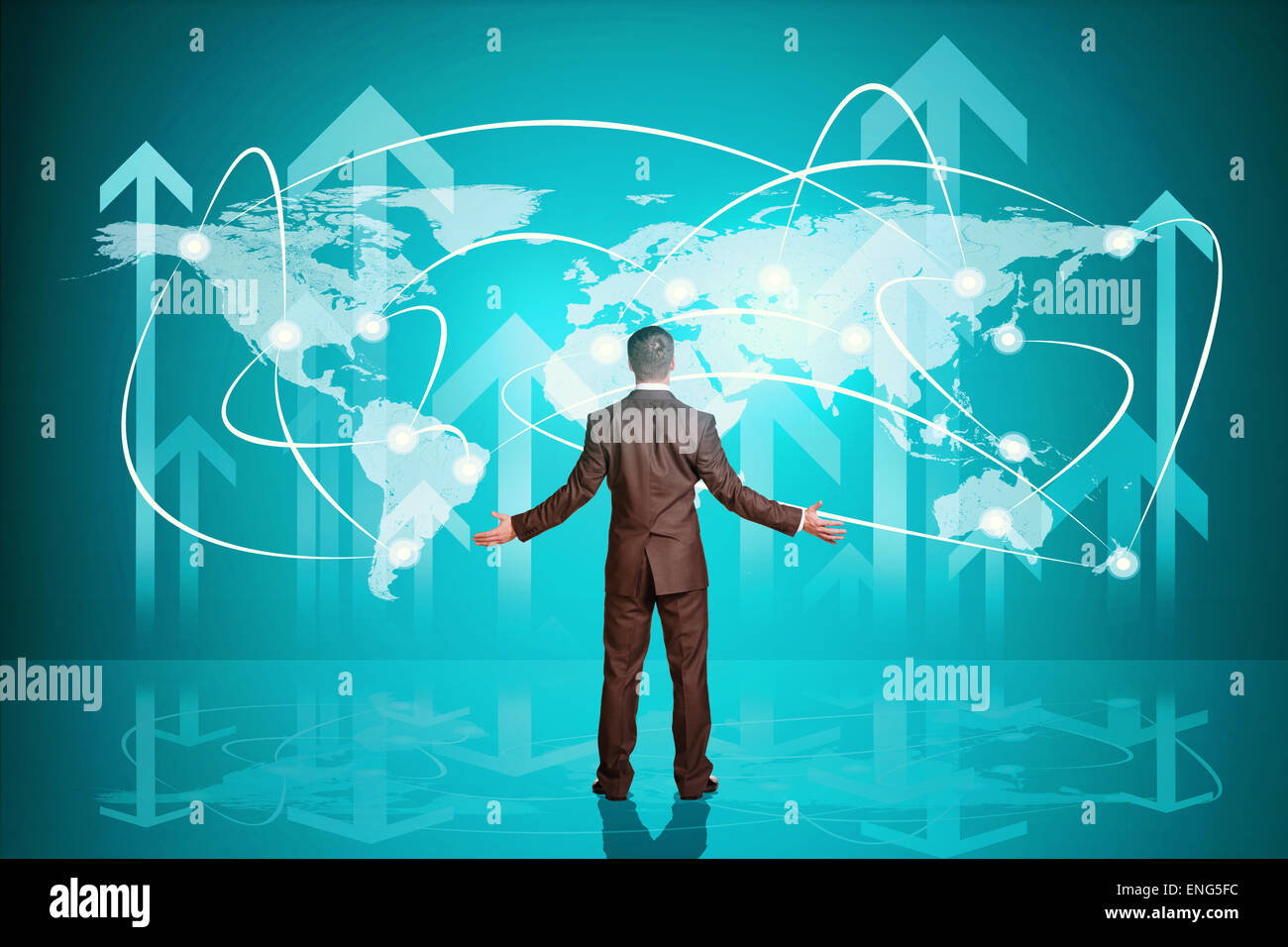 Geschäftsmann, seine Hände zu werfen Stockfoto